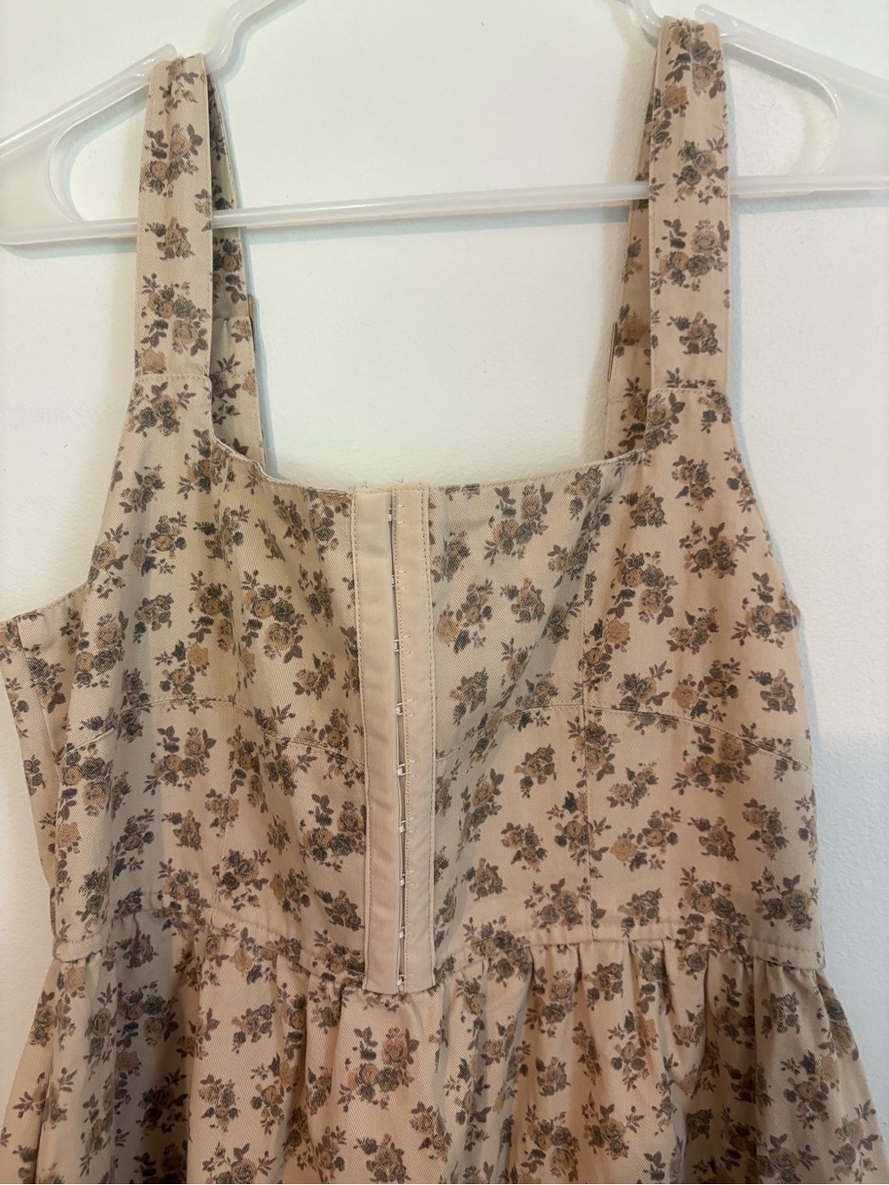 Moon River Anthropologie Beige Floral A-line Midi Dress Cottagecore Girlhood - Picture 5 of 10